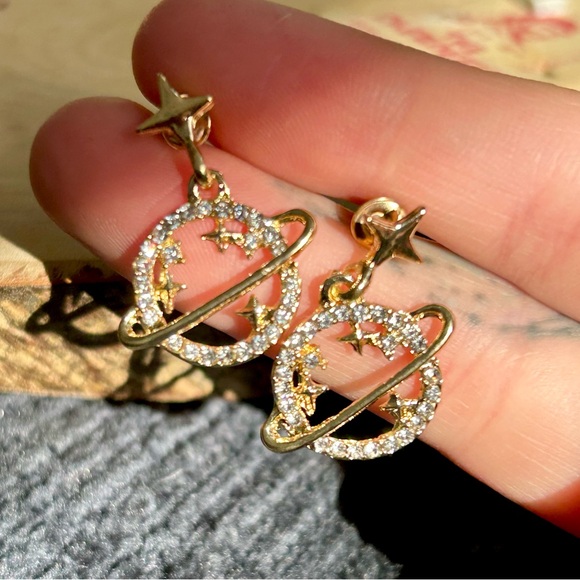 Magical Astrological Planet + Star Mythical Stud Back Boho Earrings - Picture 3 of 3